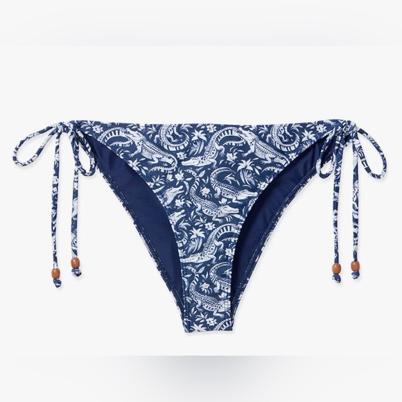 Fair Harbor Other - Fair Harbor Navy White Crocodile Side Tie Bikini Bottoms Size Small NWT